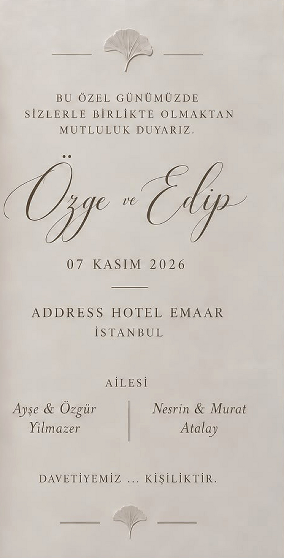 Davet metni, tarih ve mekan